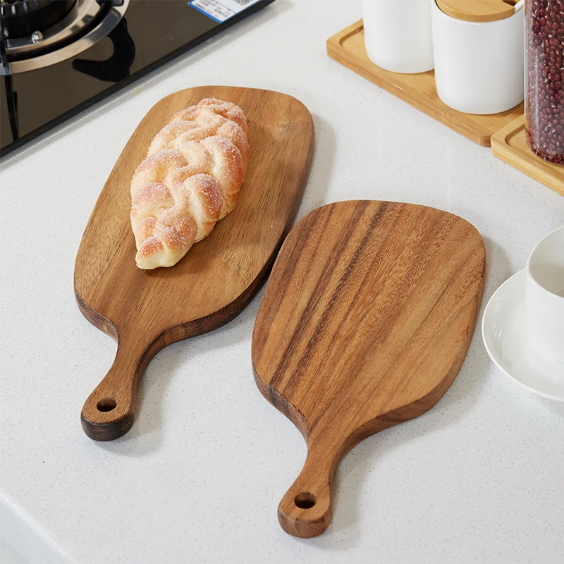 Plain Chopping Board with Handles Wooden Kitchen Cutting Board Bulk with Ropes for Vegetables Meat Pizza Cheese Fruit Bread