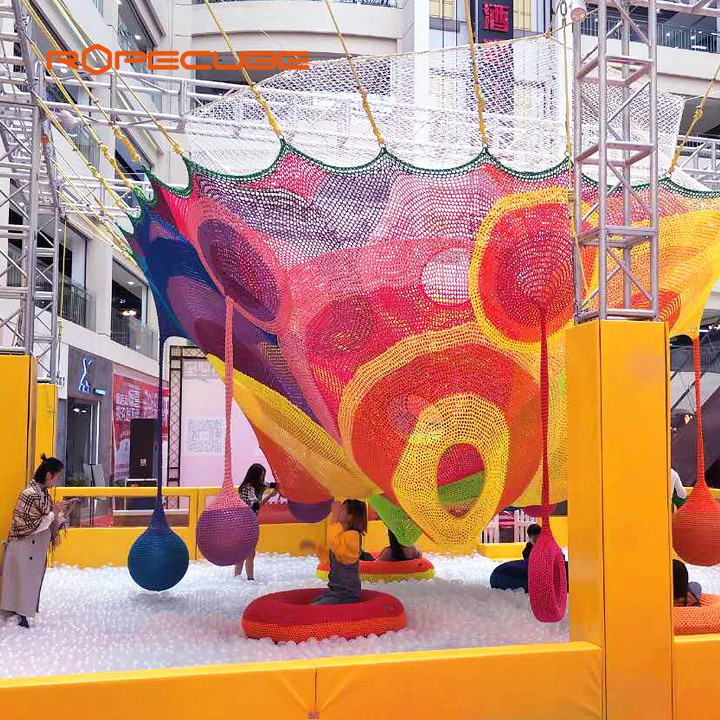 ROPECUBE Kids Colorful Indoor Playground Soft Play Rainbow Climbing Rope Net Equipment