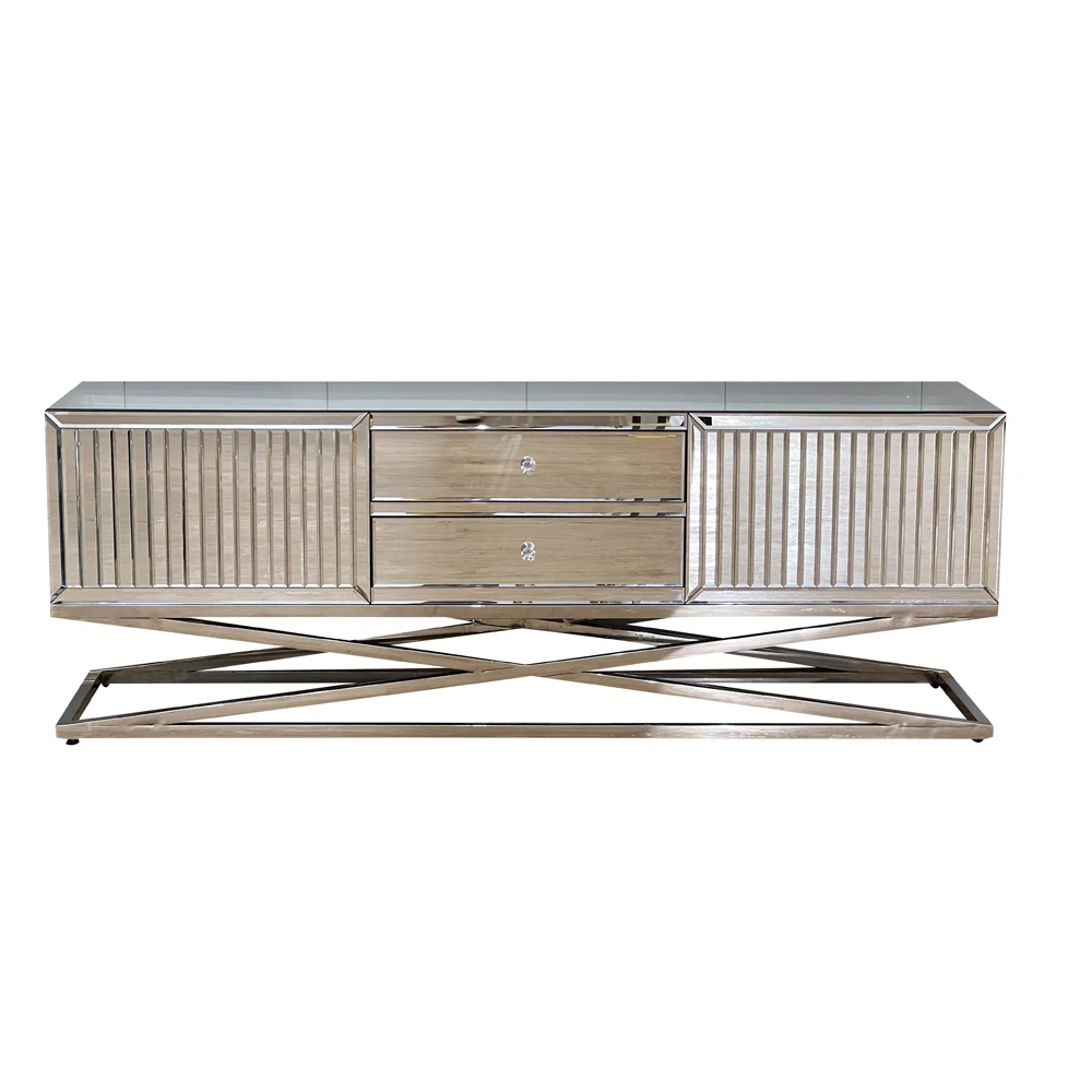 Wholesale Sparkly Big Mirrored Furniture Console Table Living Room Furniture TV Bench