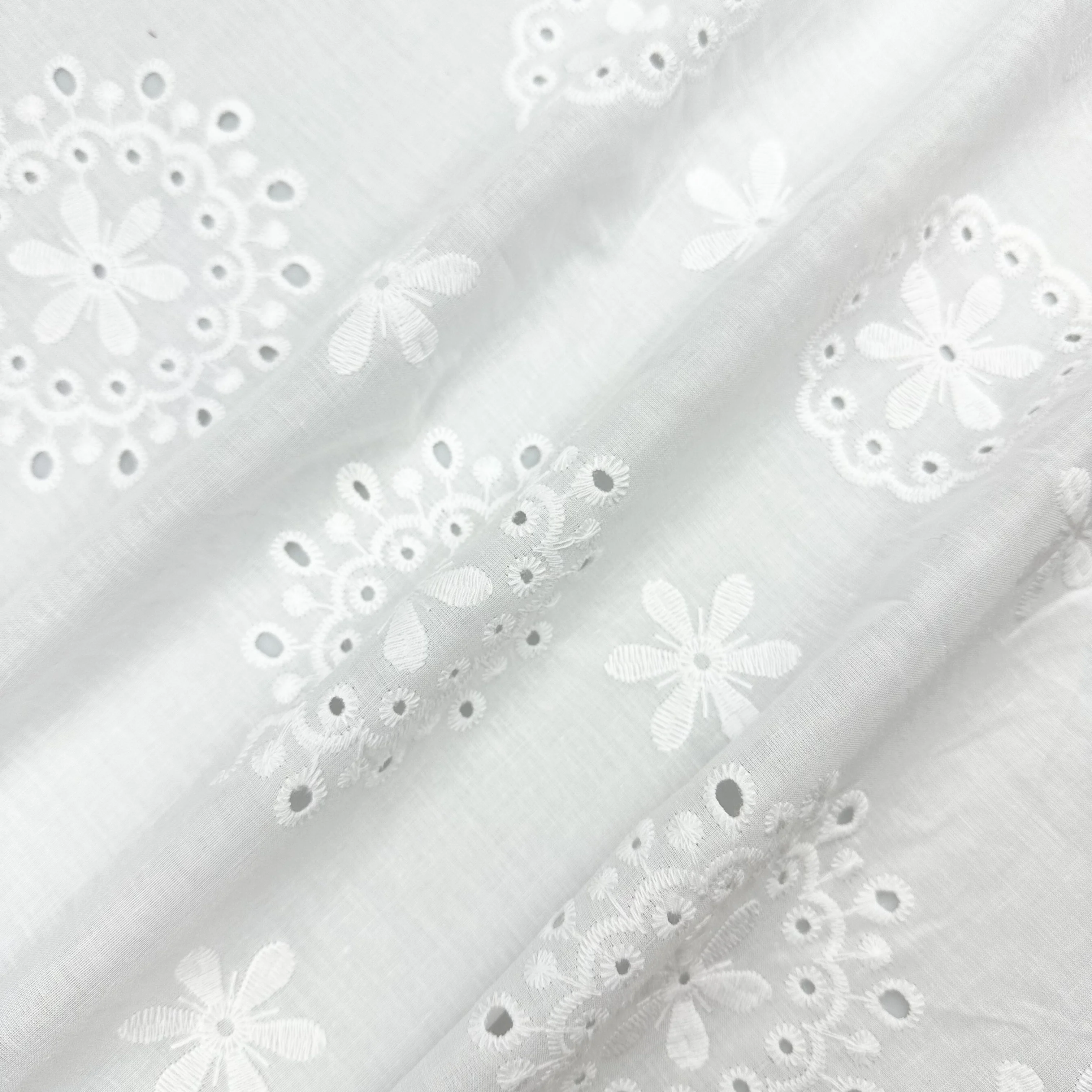 Высококачественная тканая кружевная хлопковая ткань с цветочной вышивкой для платья в стиле бохо