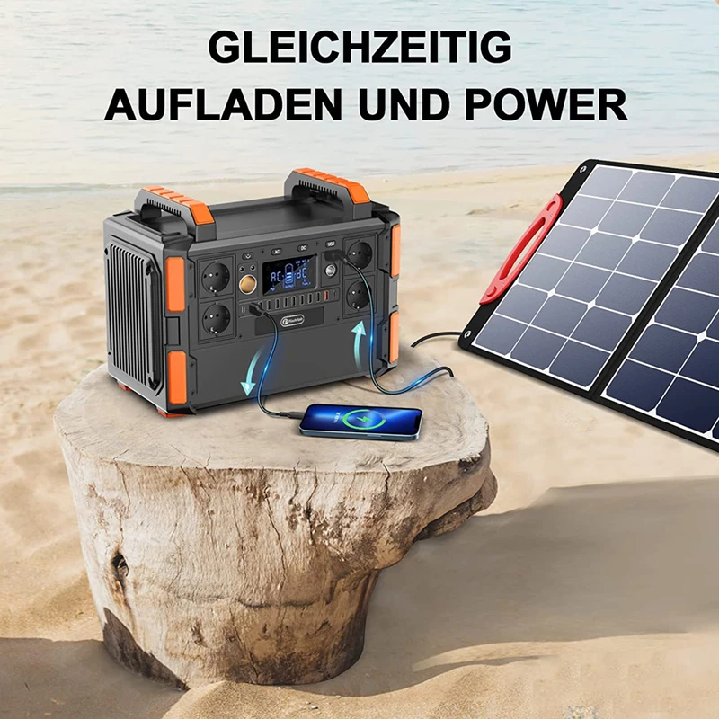 Solar Generator Container 1024wh Lifepo4 Battery for RV EV Vehicle DC 1000w Portable Power Station to Turn on A Fridge