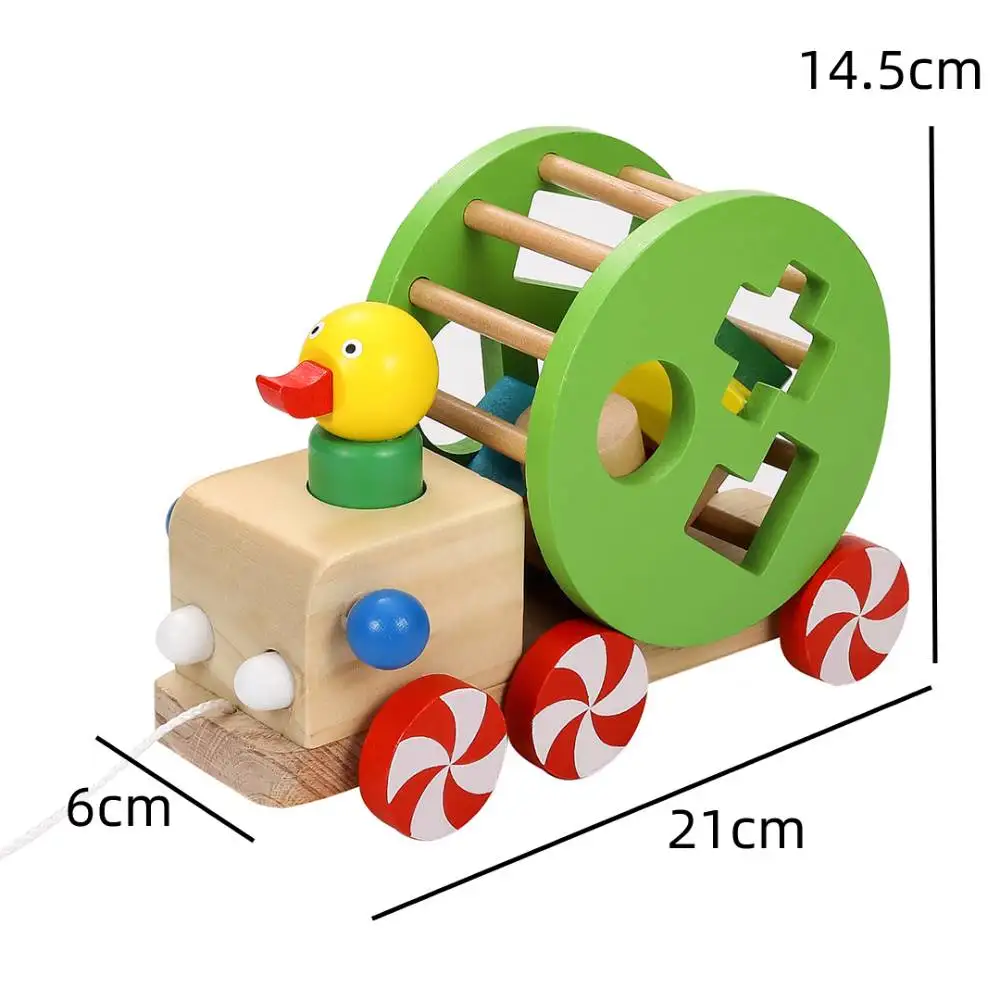 Educational Toys Educational Wooden Children Animal Fun Car Dragging Toys For Toddler