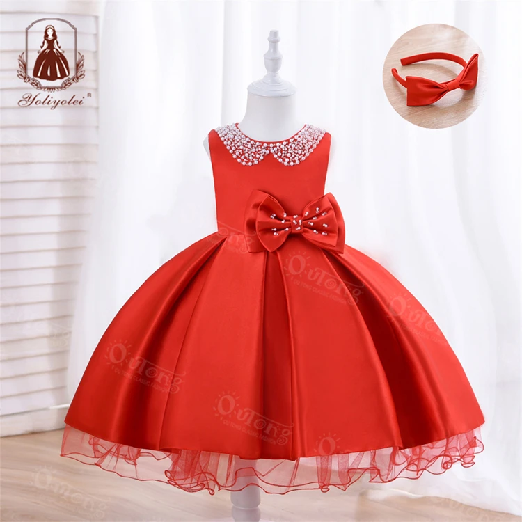 Outong Yoliyolei Evening Holiday, Frocks Printed Flower Woven Casual Girls Boutique Ball Gown Dress For 2-5 Girl Birthday Party/