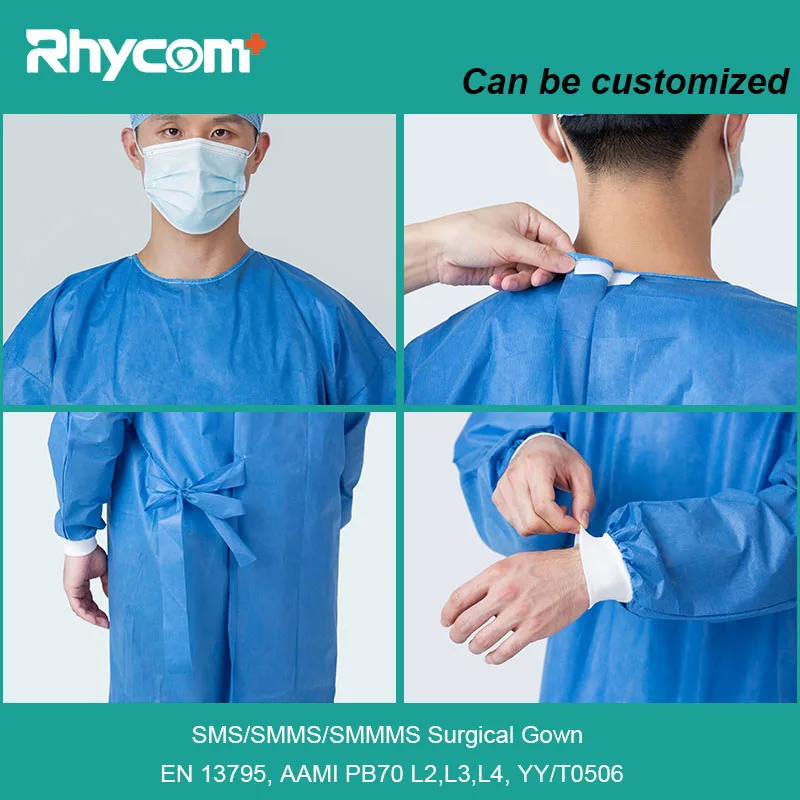 Rhycom 45g sms surgical gown hospital non woven disposable medical gown