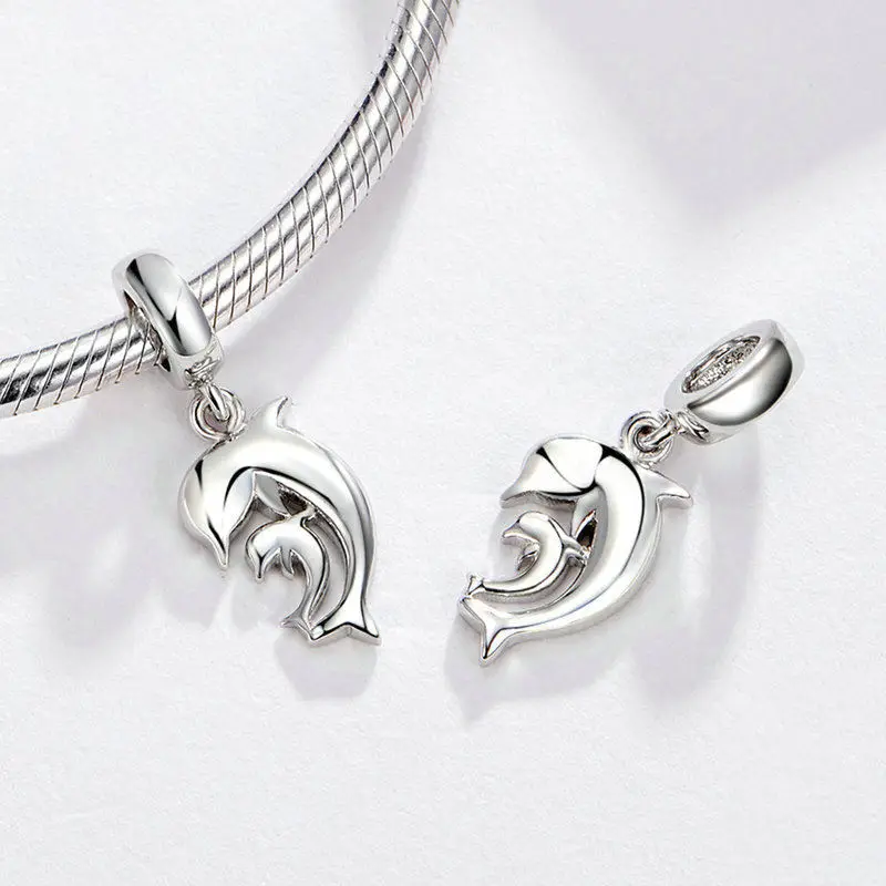 Wholesale Bracelet Necklace Diy Custom 925 Sterling Silver Animal Pendant Dolphin Charms