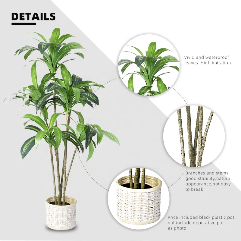 Home Wedding Decorative Oh Arts Artificial Tree Dracaena silks Leaves artificial bonsai tree For Outdoor Indoor