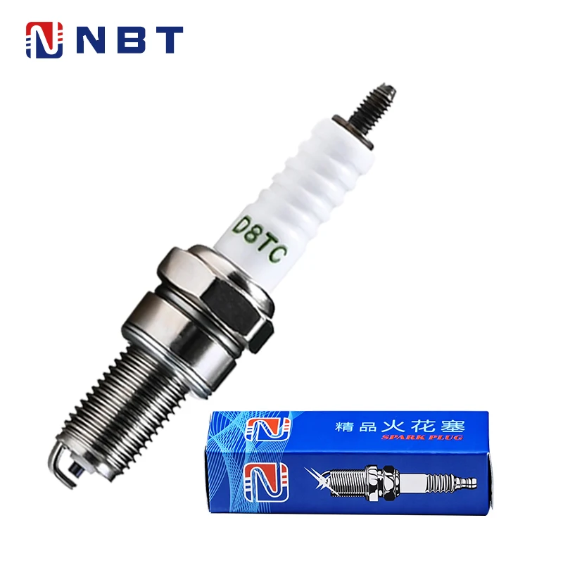 NBT Factory Iridium Platinum Motorcycle Spark Plugs D8TC High Performance OEM Spark Plugs for Honda, Yamaha, Suzuki Engine
