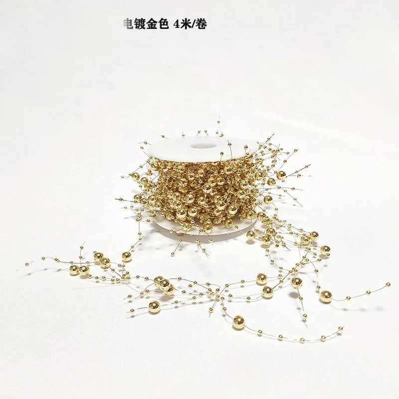 Artificial String Red Pearl Bead Garland for Christmas Candle Decor