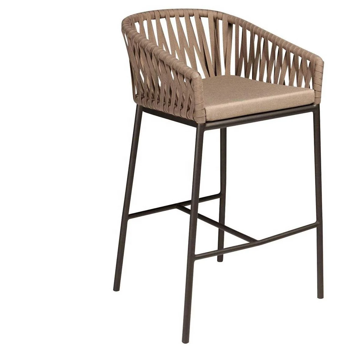 Design  Hotel Club Cafe Outdoor Bar Furniture, Bar Metal Aluminum Rope Chair Dining Armchair
