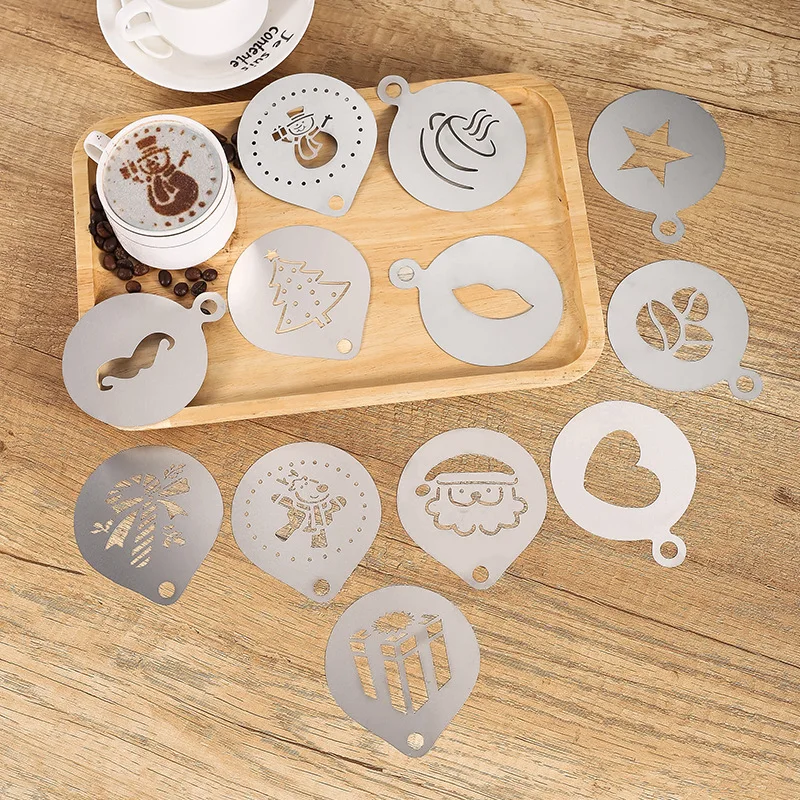 Customized Coffee Templates Cappuccino Foam Latte Art Stencil Stainless Steel Decorating Coffee Stencils