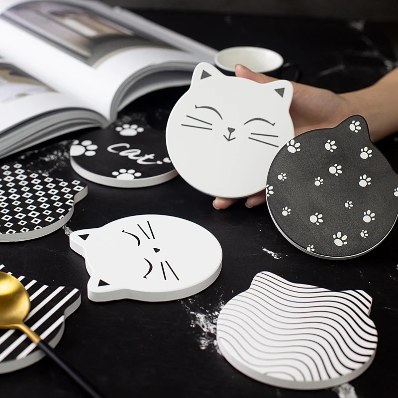 Kitty Shape Customized Diatomite Cup Coaster
