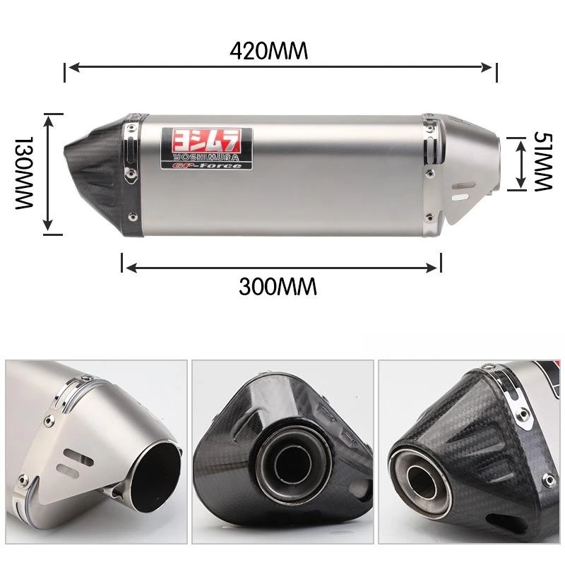 Motorcycle Exhaust Pipe Muffler  Stainless Steel