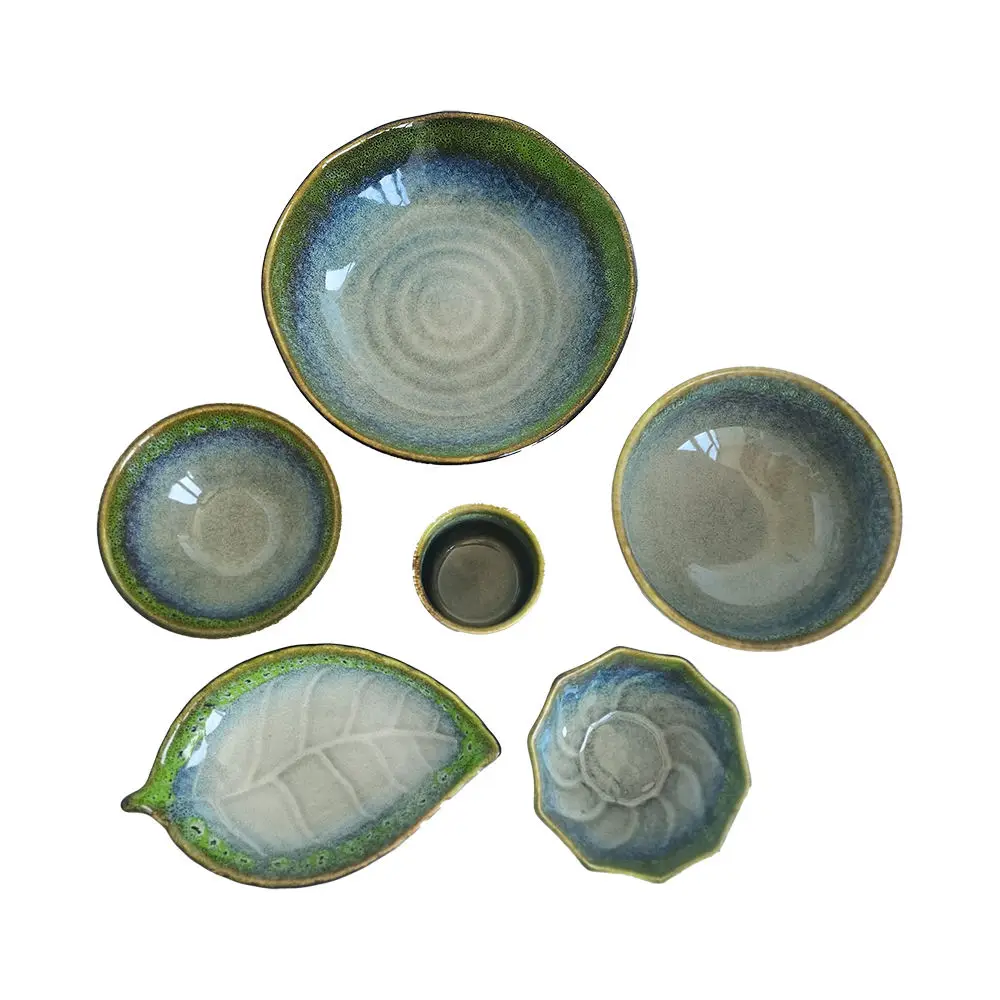 Wholesale new design creative ceramic diner set ceramic dinnerware sets green tableware set for hotel restaurant