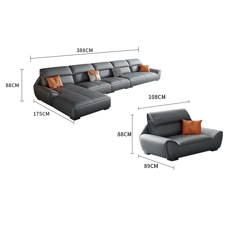 ORK Leather Sofa Set Living Room Office Sofas Modern Furniture Set With Declinable Modular Sofa and Couch