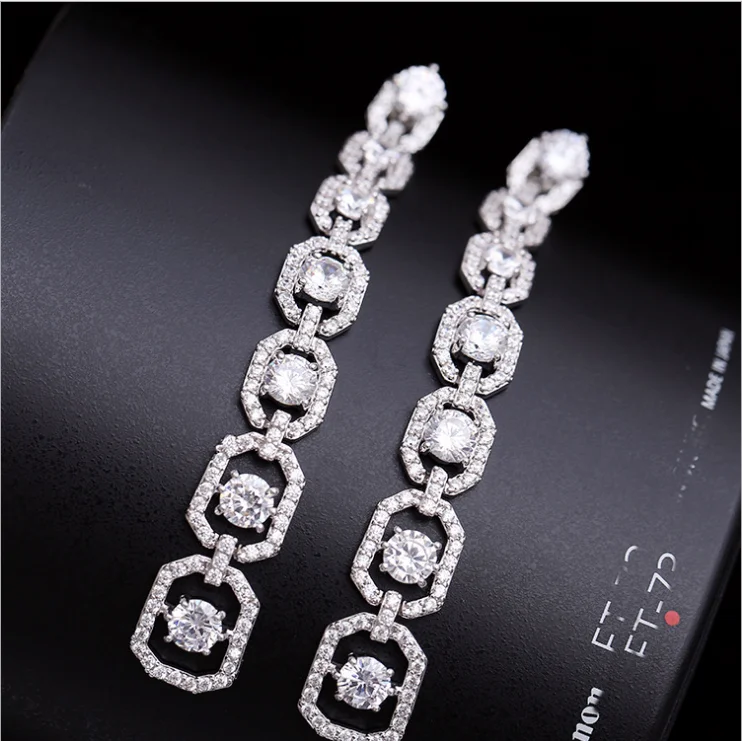 HOVANCI big earrings long drop dangle ball earrings 9 Micro inlay zircon large tassel water drop earrings
