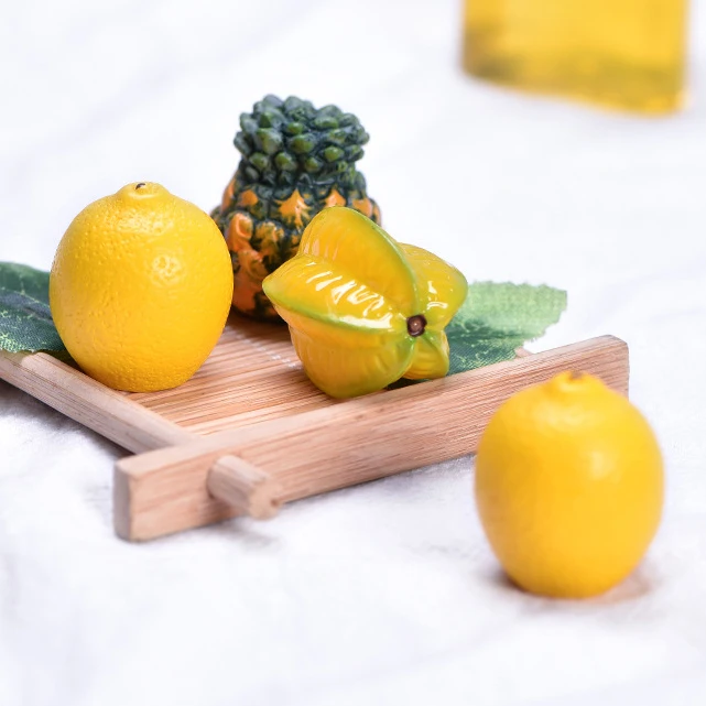 Simulation resin craft watermelon Strawberry mango peach  lemon statues 3d toy miniature mini bonsai figurine artificial fruit
