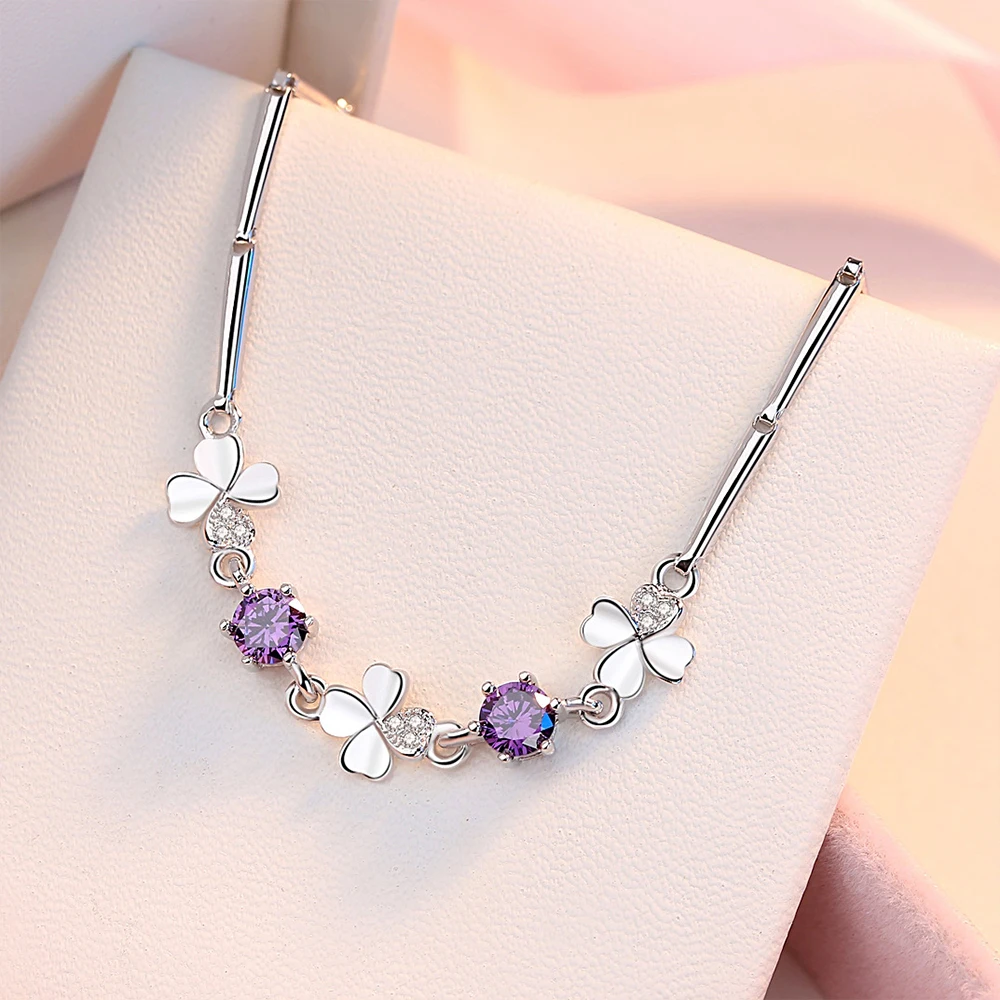 Fashion Simple Clover  Bangle 925 Sterling Silver Jewelry Bracelet