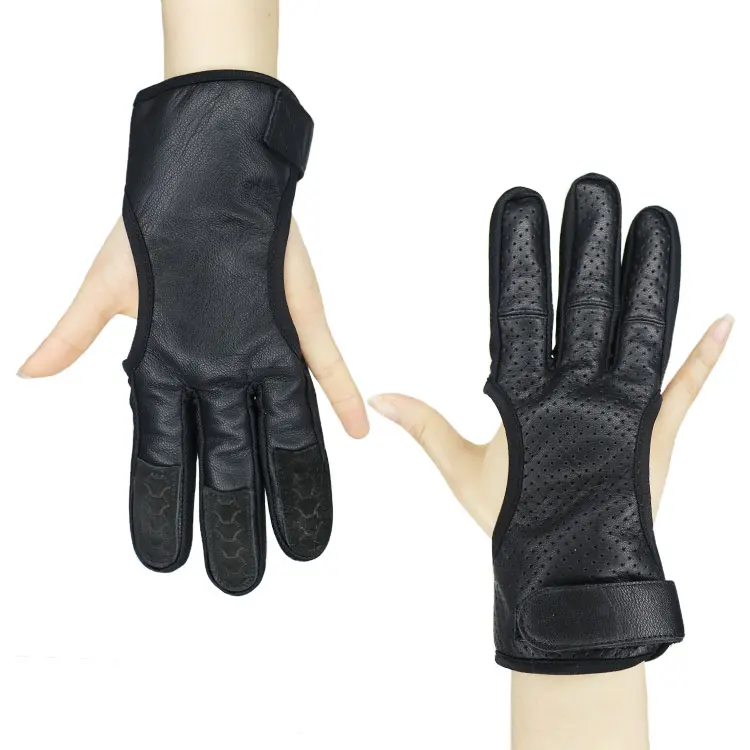 Wholesale Stock 3 Three Finger Outdoor Anti Slip Breathable Thickened Guard Archery Shooting Protective Leather Hand Glove