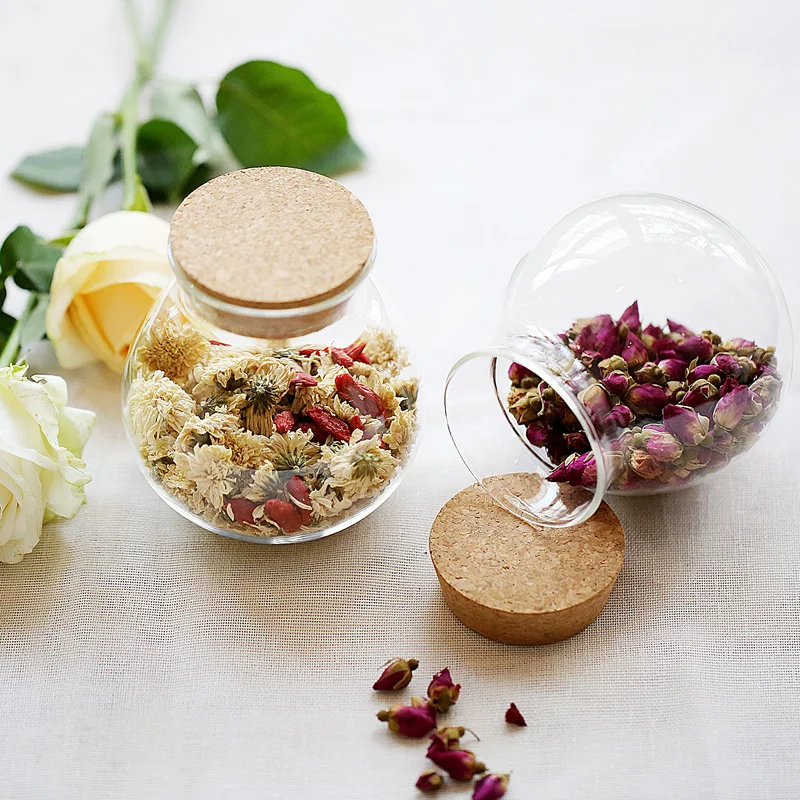 
food storage candy cookie glass jar with bamboo lid storage bottles 