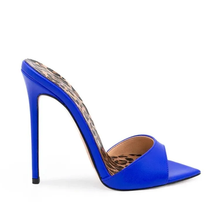 2024 Designer High Quality Pointed Leopard Print Stiletto Women Slippers Fashion Sexy Luxury High Heels Sandals For Women