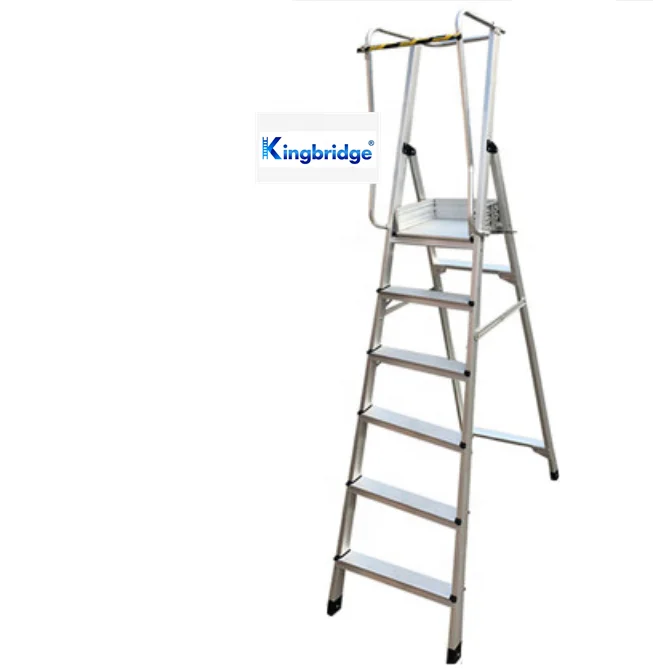 Kingbridge промышленный подвижная алюминиевая стремянка платформы безопасности большая платформа 6 ступеньки лестницы