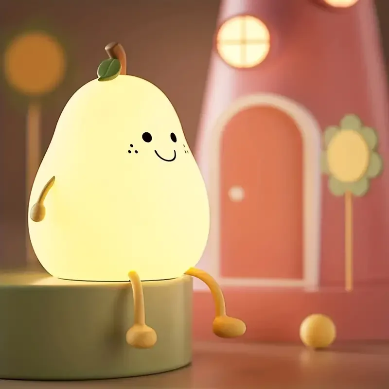 Pear shaped silicone pat lamp for girls as a gift bedroom companion sleep light cute eye protection ambient light
