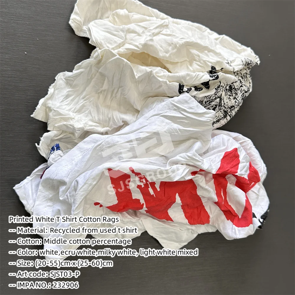 Industrial Trapos Lint Free Fabric Cutting Cloth Rags White T Shirt Rags Universal Duster Wiping Rags for Cleaning