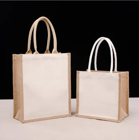 Printed custom canvas cotton manufacturers burlap wine bag hessian jute shopping bag burlap tote jute bag