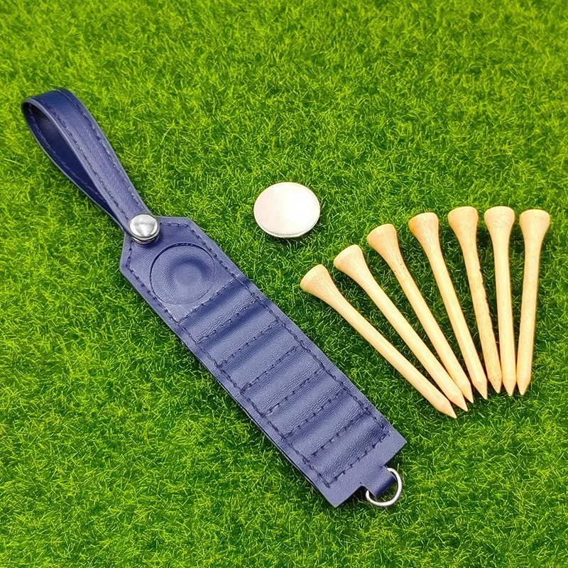 PU Leather Golf Tee Holder Golf Bag Belt Clip with Hook Carabiner Golf Tee Belt Clip