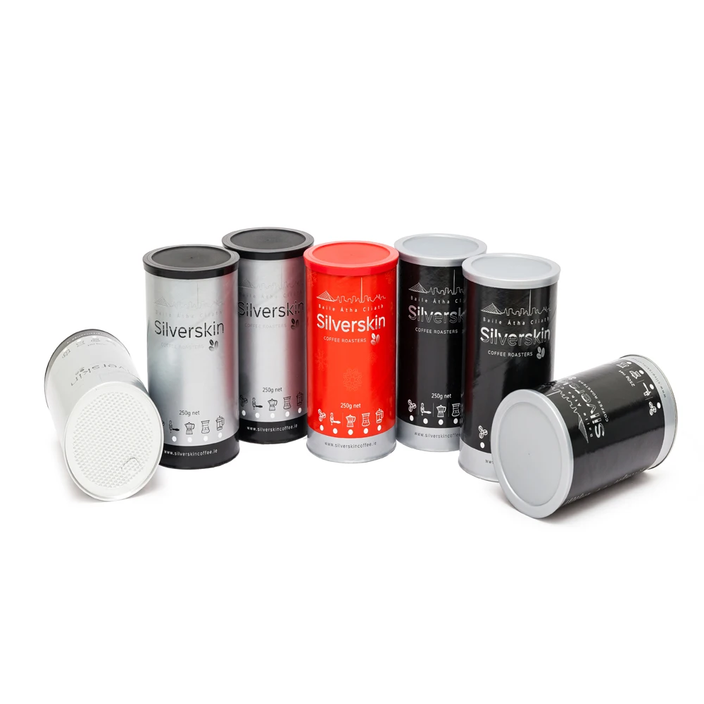 New Custom Luxury Design Coffee Beans Composite Can With Single Way Valve Paper Tube Packaging Box