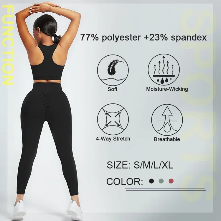 2022 High Quality Yoga 3 Piece Gym Fitness Set Sexy Activewear Long Sleeve Crop Top and High Waist Yoga Pants Seamless Yoga Set