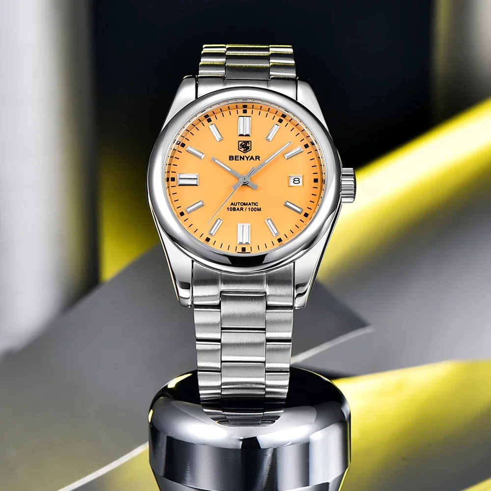 Luxury Brand BENYAR New Men Automatic Mechanical Watches BY-5185 Men Business Sport 100m Waterproof Watches Reloj Hombre