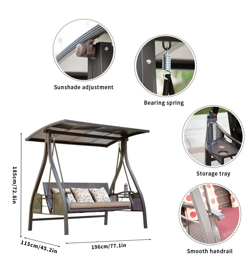 Wholesales Cheap Outdoor Furniture Garden 3 Seats Patio Swing Chair