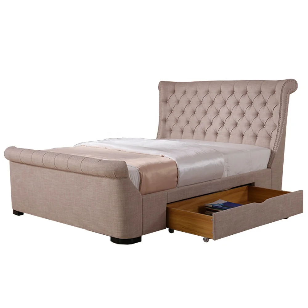 Ottoman Solid Wood Design Furniture Queen Double Modern Bed Frame