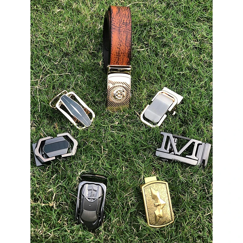 Бесплатный образец, логотип на заказ, оптовая продажа, мужской черный ремень, Золотая Пряжка, кожаная храповая Автоматическая Мужская Золотая пряжка для ремня, распродажа