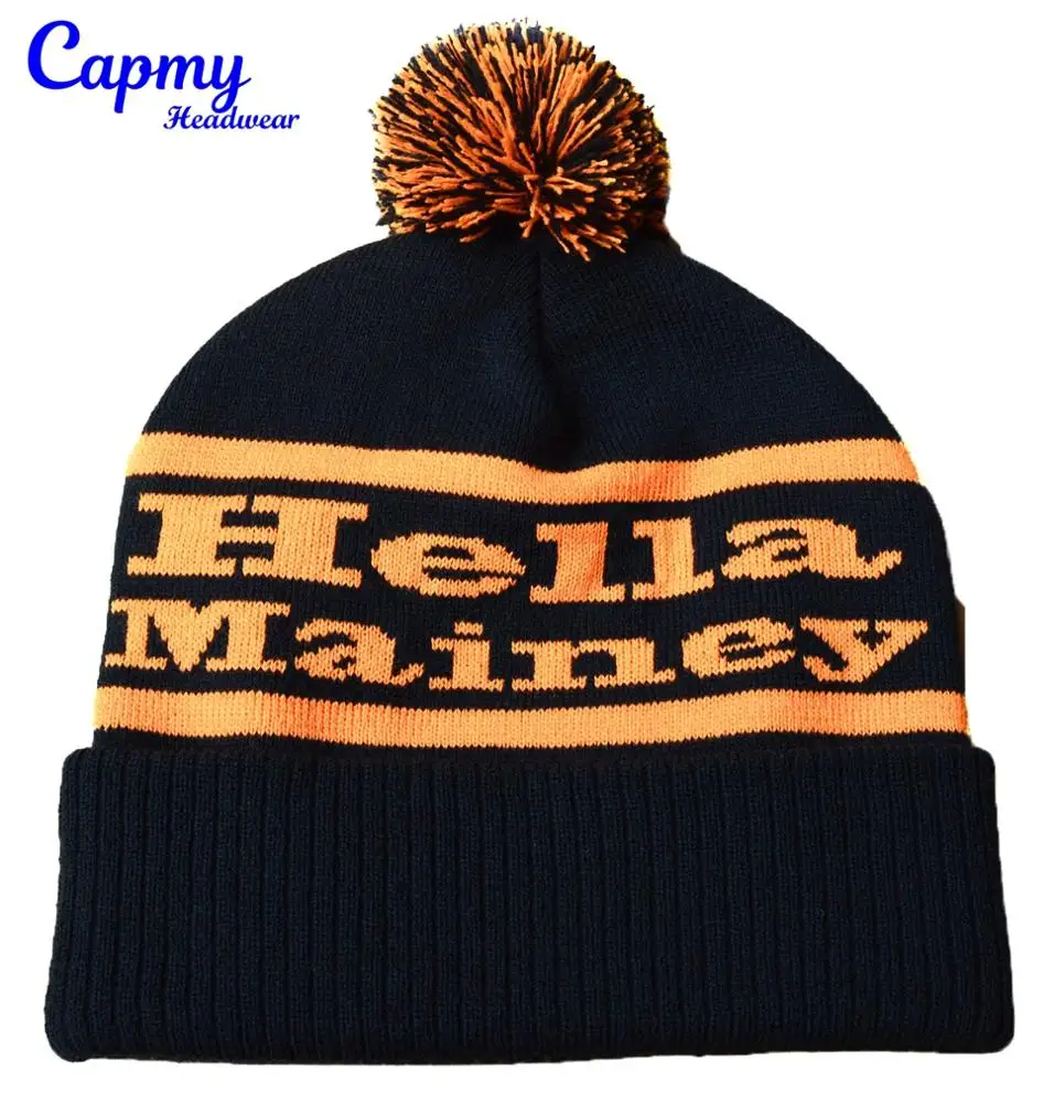 Wholesale high quality custom design knit winter beanie hat, customized embroidered beanie hat