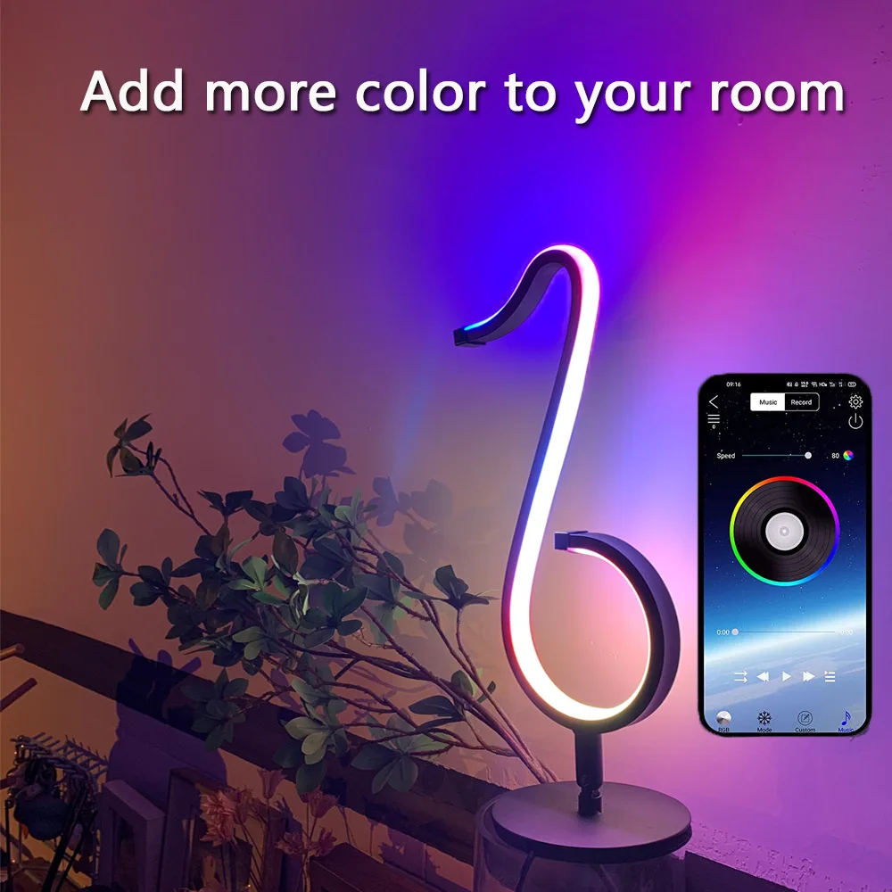 Amazon Hot Selling  RGB Atmosphere Lamp Bluetooth Remote APP Control Note Lamp Bedside Decorative able Lamp Colorful Light