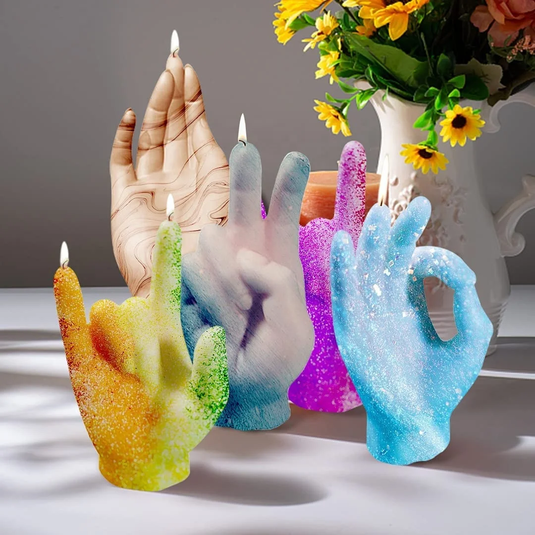 3D Hand Shaped Resin Casting Mold for DIY creative OK gesture candle moulds silicone mold wholesale epoxy hand resin mold