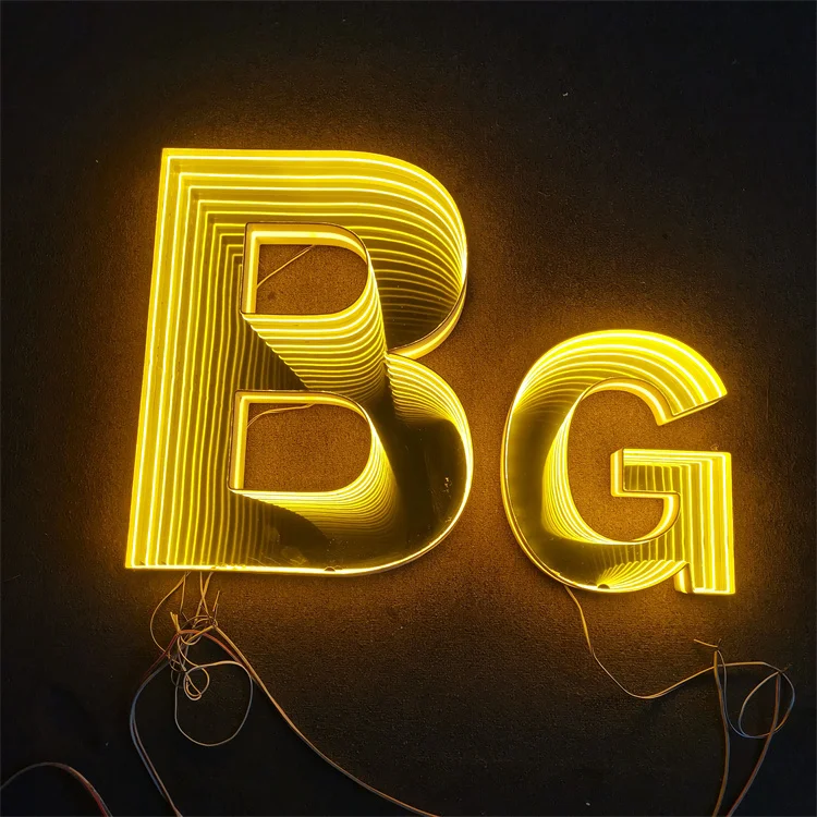 Factory price wall sign 3D Led neon sign infinity mirror light Infinite Mirror electronic sign