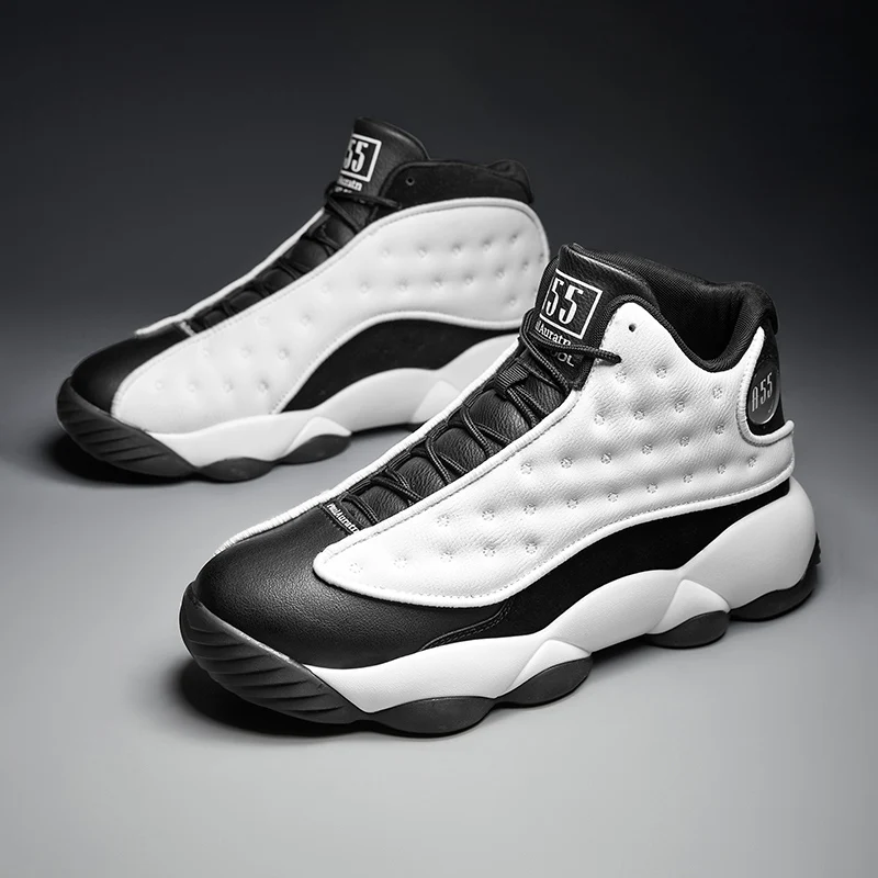 Hot Sale Top Quality Leather Brand Design Fashion Men Basketball Shoes