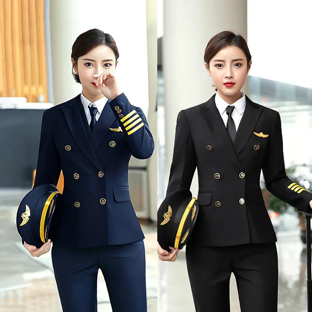 pilot uniform Captain uniform female airline pilot Stewardess occupational work ground uniform