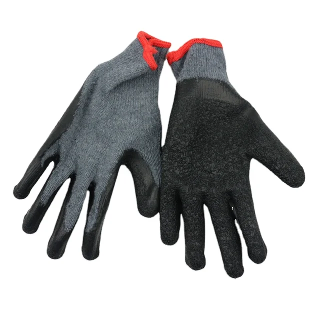 Wholesale Top Quality Latex Crinkle Construction Work Anti Slip Grip Firefighting Safety Cheap Working Gloves