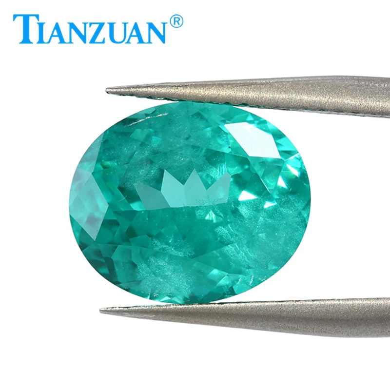 Lab grown Synthetic Paraiba YAG Oval Cut green yttrium Aluminum Garnet with Enchanting with Cottony  loose gemstones