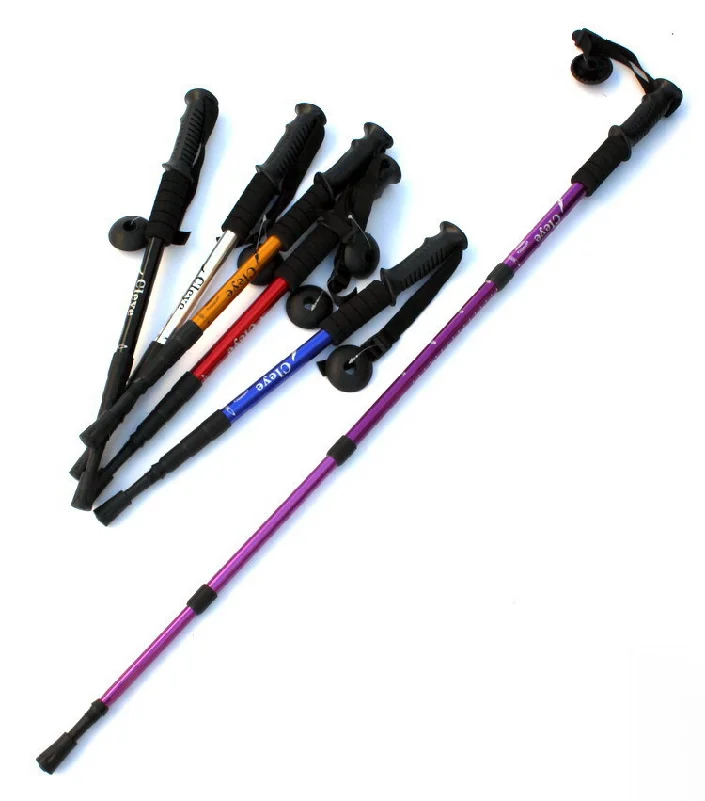 JETSHARKHiking pole cane adjustable hiking aluminum alloy telescopic four-section outdoor hiking pole