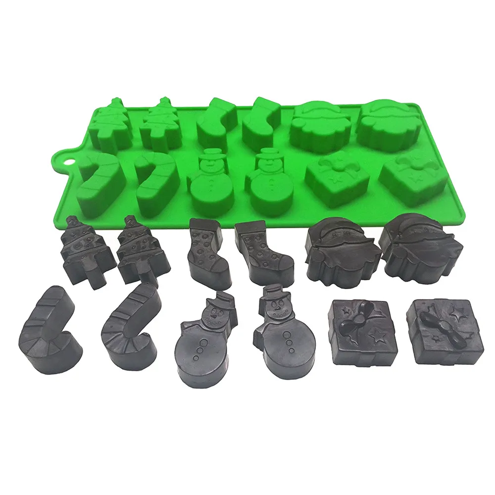 Homesun BHD Customize Nonstick Flexible Hard 3D Christmas Leaf Jello Gummy Candy Bar Silicone Chocolate Mold