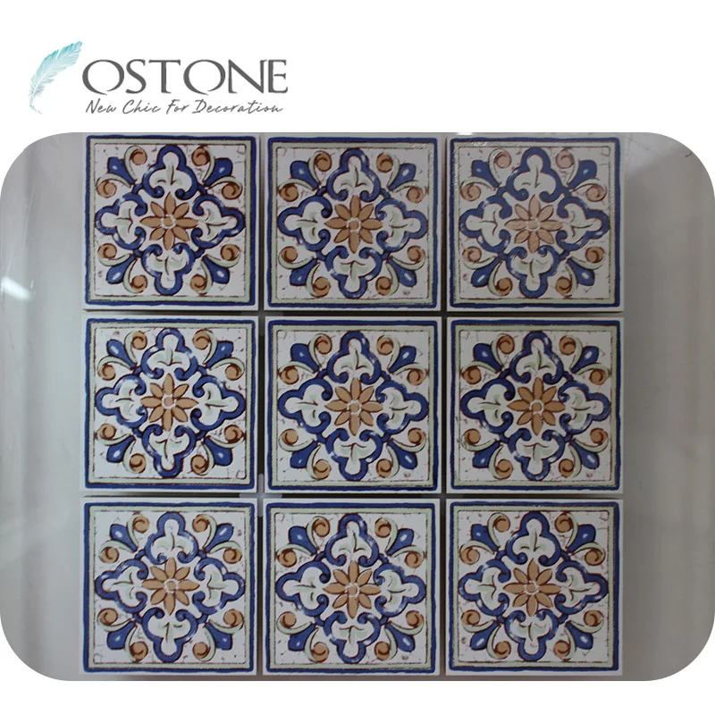 China Wholesale Yellow And Red Porcelain Flower Pattern Ceramic Tile