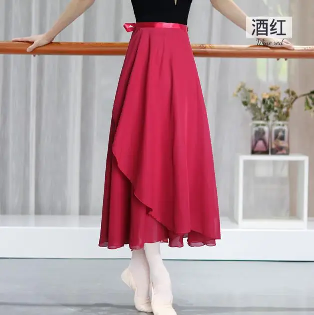 New 100% Polyester/Chiffon Elastic Waistband Ballet Dance Skirts for Adults Long Chiffon Ballet Skirts