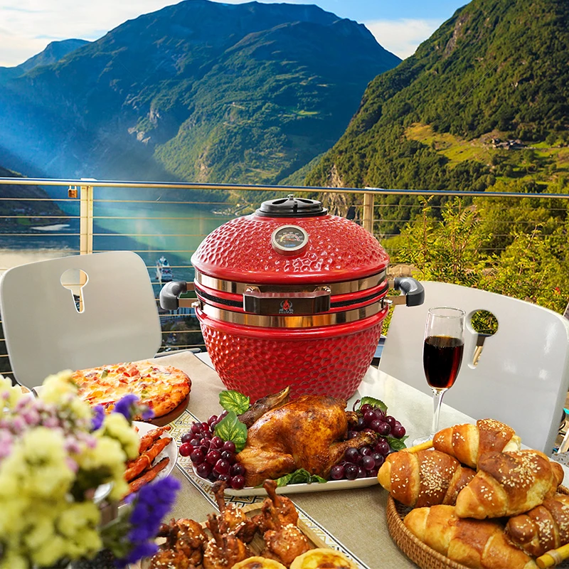 RV Camping tailgating ceramic bbq kamado rotisserie outdoor garden barrel charcoal bbq kamado grill