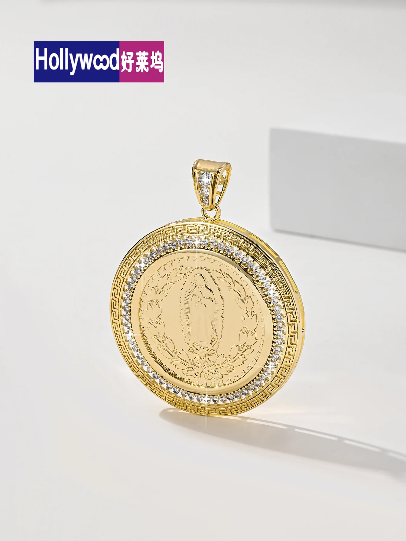 Virgin Mary Jewelry Mexico  Dollar  50 PesosGold Plated Coin Arabic Chinese 18K Gold Zircon Ace Plated Turkey Coin  For Men