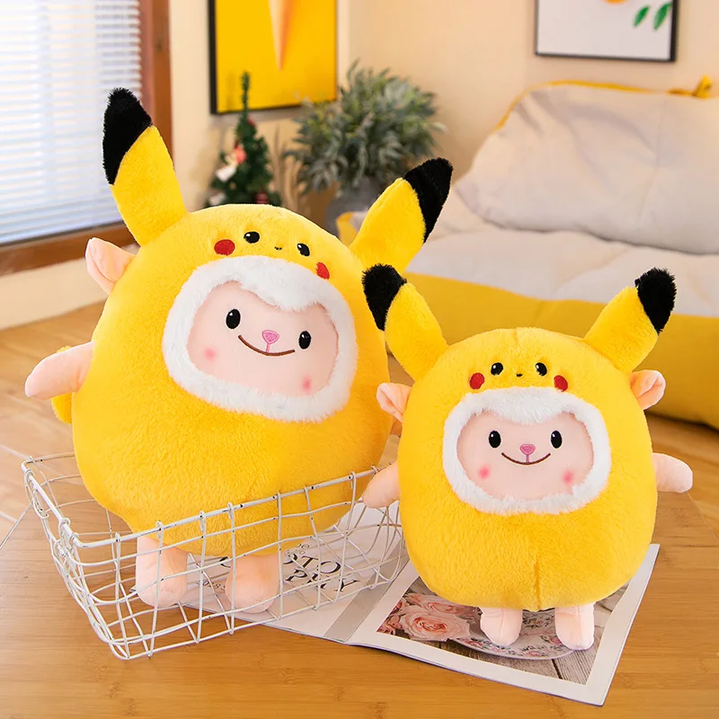 Wholesale Game Peripherals Egg Party Cute Pokemoned Pika-chu Sheep Doll Plush Toy Cartoon Throw Pillow Toy Girl Companion Gift
